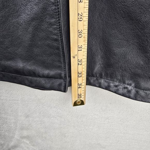 Vintage Gap Leather Jacket Mens Medium Black Peacoat Overcoat Y2K Quilted Lined - Picture 14 of 14